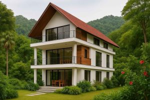 خانه ویلایی سه طبقه با نمای جنگل در شمال