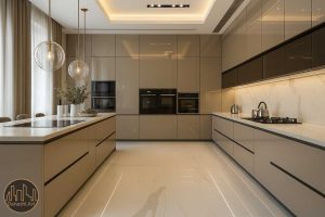 طراحی آشپزخانه بزرگ ویلا لواسان