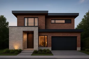 طراحی نما با آجر بصورت ترکیبی