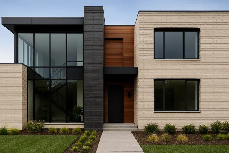 طراحی ویلا مدرن دوبلکس با نمای آجر