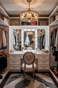 کلوزت روم کوچک با میز و آینه