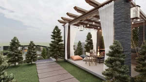 طراحی آلاچیق با سنگ لاشه