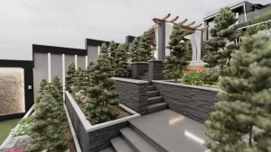 پله های بتنی محوطه