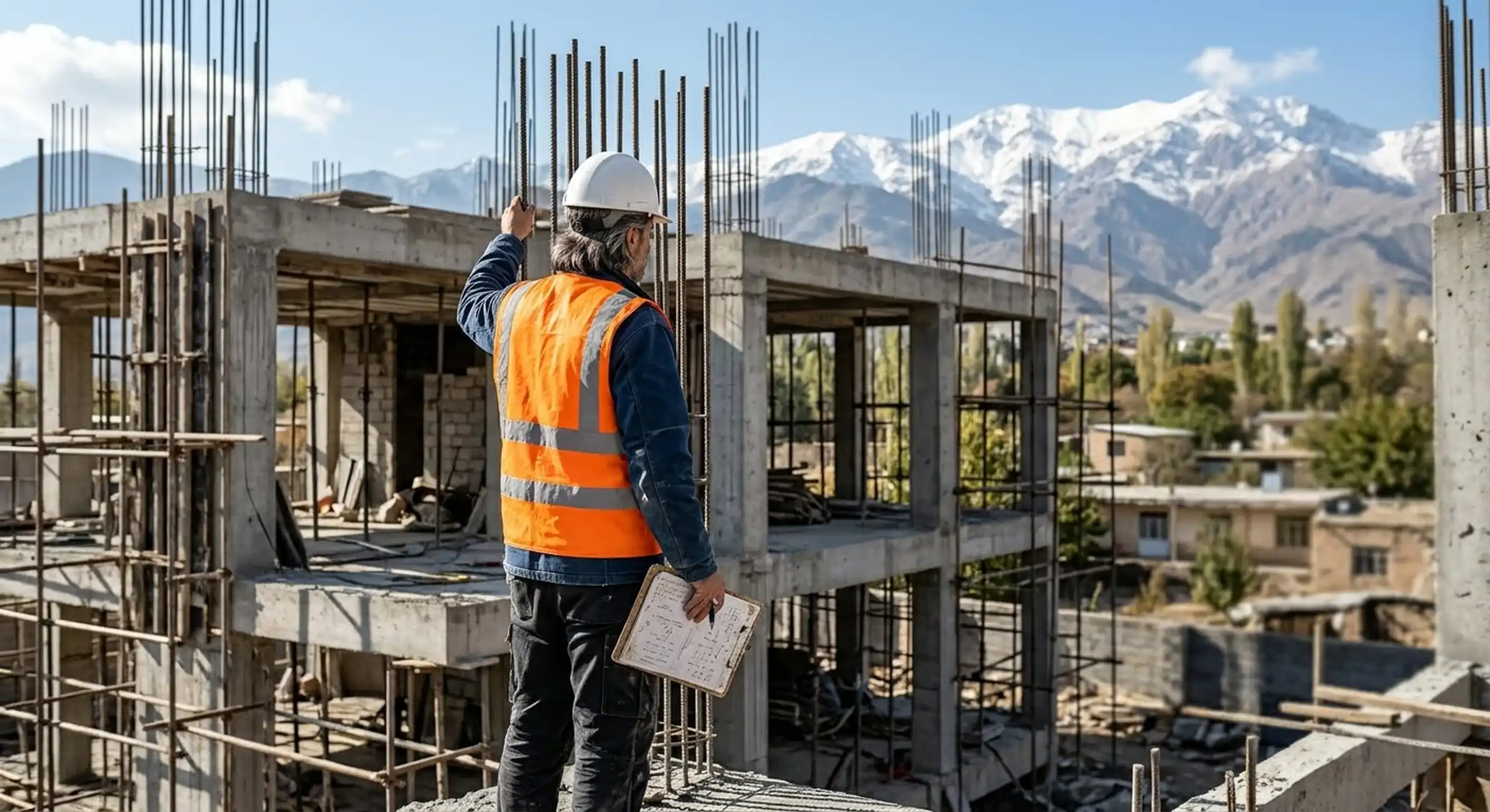 بازدید ناظر نظام مهندسی البرز از مرحله اسکلت ویلای کوهستانی در حومه کرج